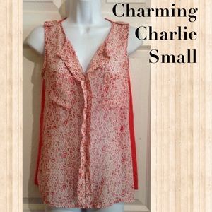 Coral Ikat Tribal Chiffon Top SMALL